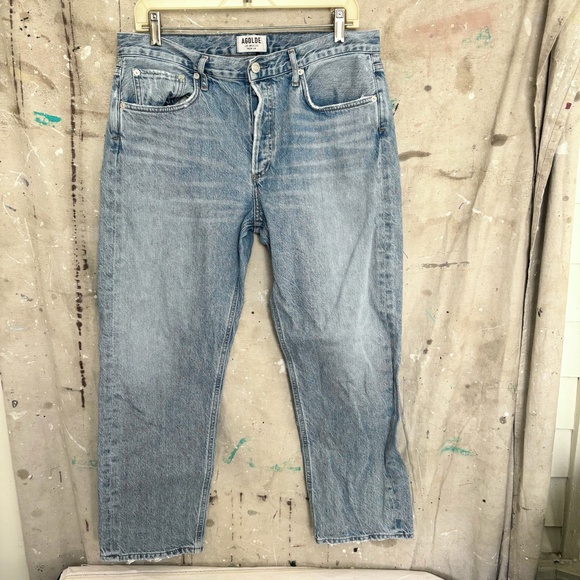 Agolde Parker Easy Fit Straight Leg Crop Ankle Jeans in Blur - Picture 2 of 7